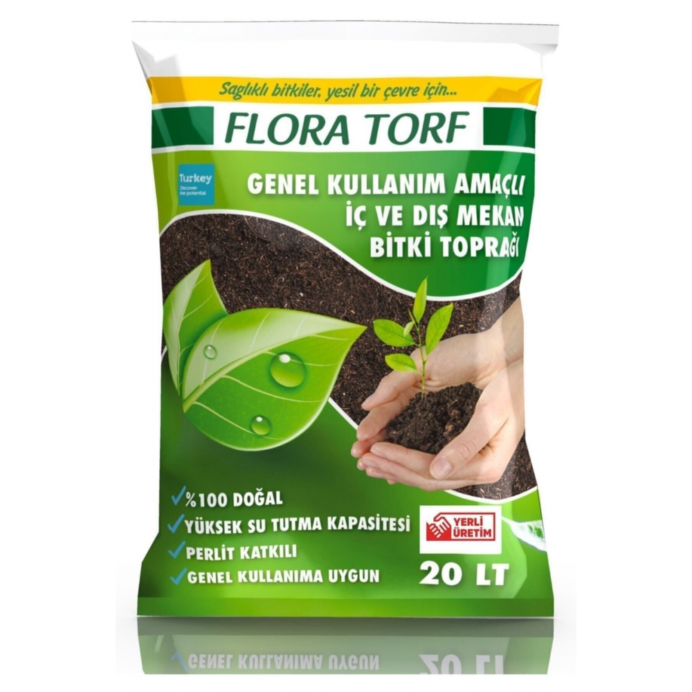 Flora Torf 20 Lt Özel Karışımlı Perlit Katkılı Iç Dış Mekan Bitki Yetiştirme Toprağı