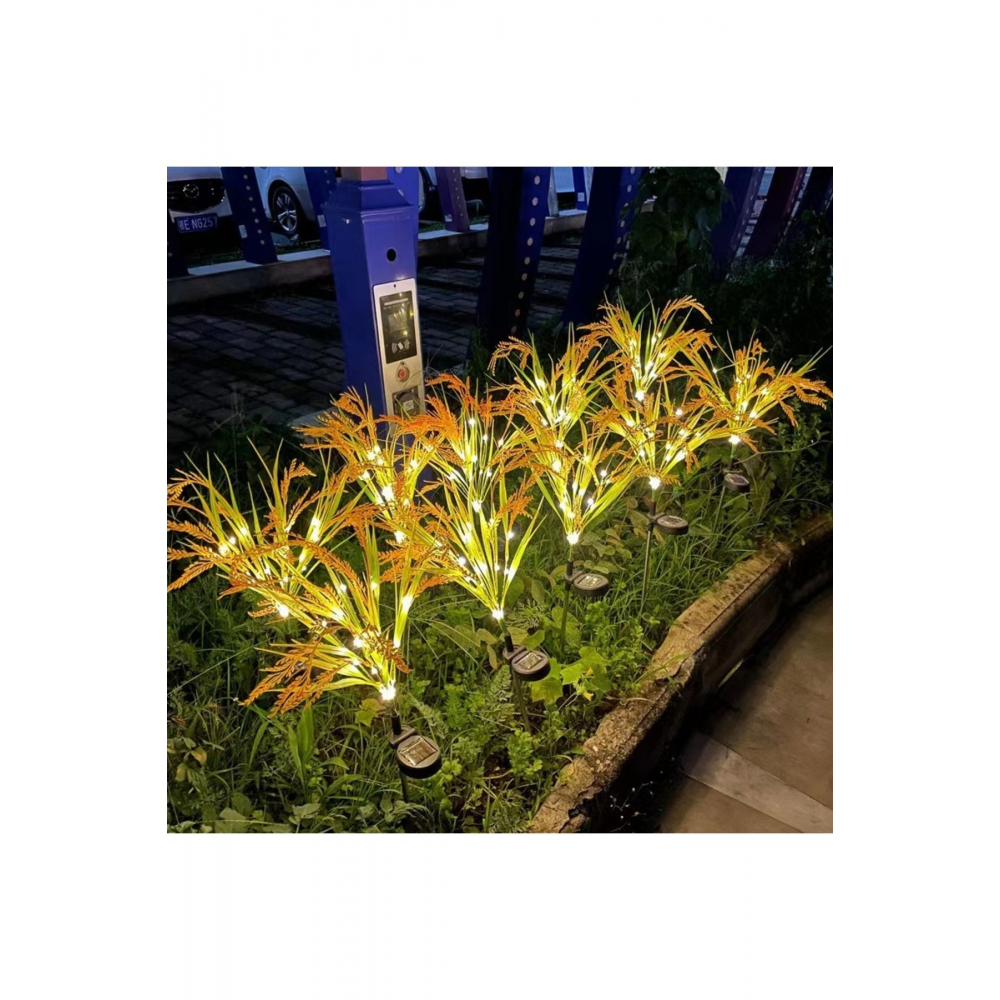 2'li Set RC-2303 Havuz Kenarı Solar Güneş Enerjili Yapay Buğday Başağı Çiçek Dekoratif Led Işık