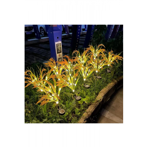 2'li Set RC-2303 Havuz Kenarı Solar Güneş Enerjili Yapay Buğday Başağı Çiçek Dekoratif Led Işık