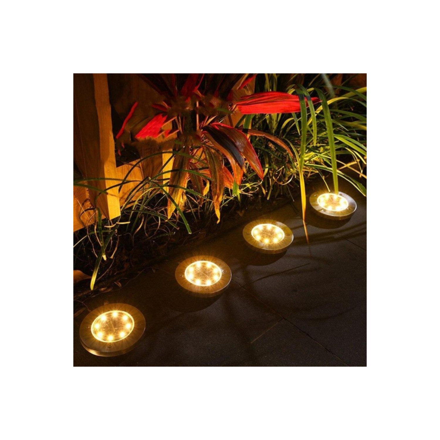 4 Adet Solar Güneş Enerjili 8 Ledli Kazıklı Çim Zemin Bahçe Aydınlatma 3 W Gün Işığı