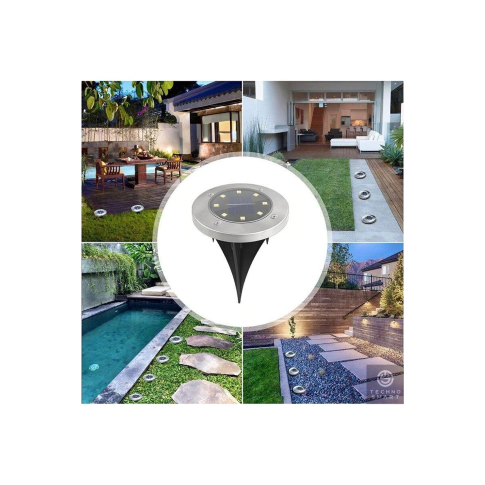 4 Adet Solar Güneş Enerjili 8 Ledli Kazıklı Çim Zemin Bahçe Aydınlatma 3 W Gün Işığı