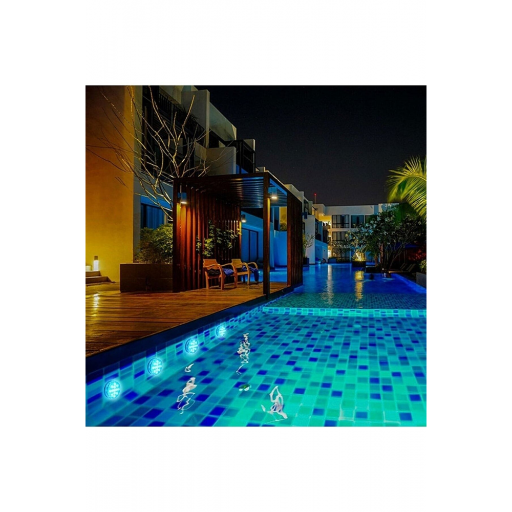 Su Altı Uzaktan Kumandalı Renk Değiştiren Su Geçirmez Rgb Lamba Vazo Ledi Havuz Süsleme Ledi