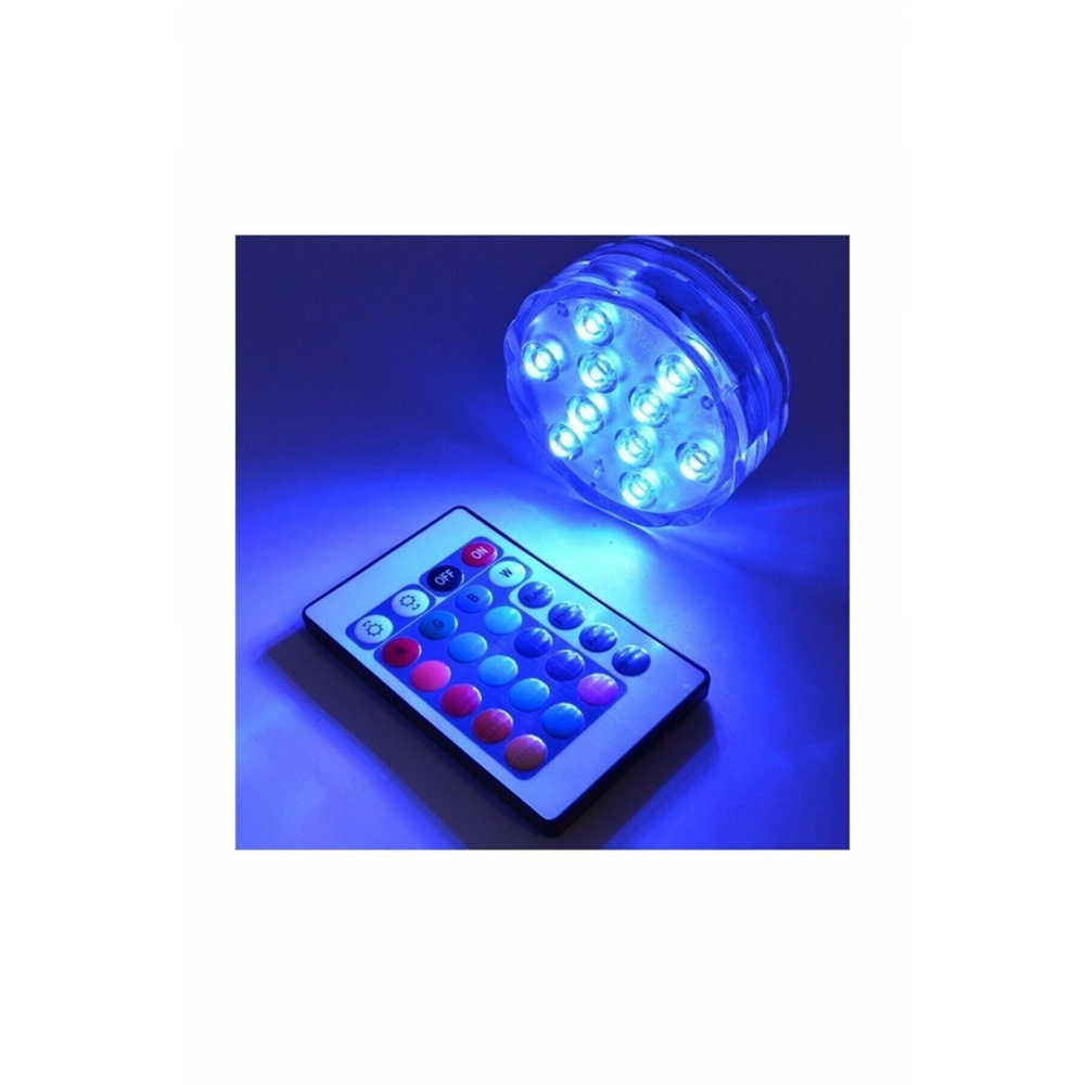 Su Altı Uzaktan Kumandalı Renk Değiştiren Su Geçirmez Rgb Lamba Vazo Ledi Havuz Süsleme Ledi