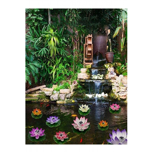 2024 Model Dış Mekan Güneş Enerjili Havuz Gölet Bahçe Süsleme Için Dekoratif Nilüfer Lotus Çiçeği