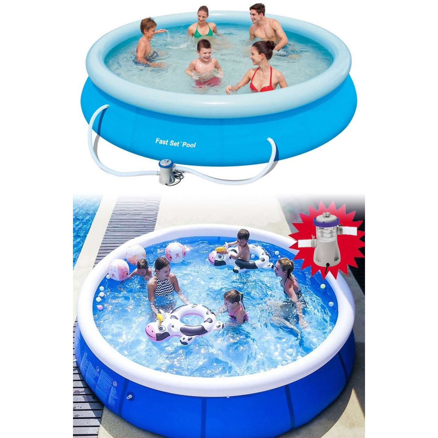 Bahçe Mega Boy Motorlu Şişme Yüzme Havuzu 305x76cm Filtreli Temizlik Motorlu Fe003