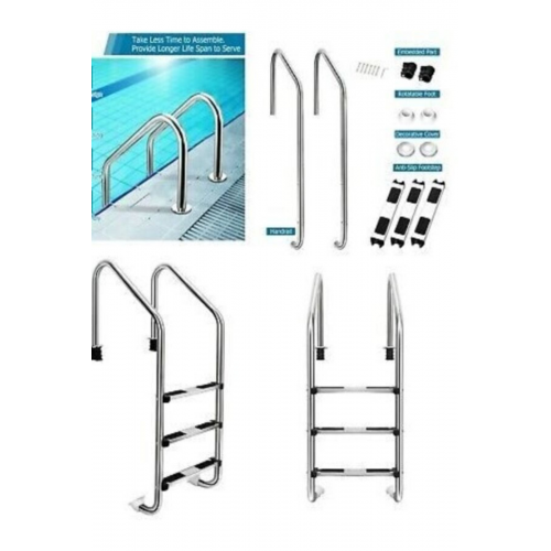 3 Basamaklı Standart Paslanmaz Havuz Merdiveni Aısı 316 Kalite