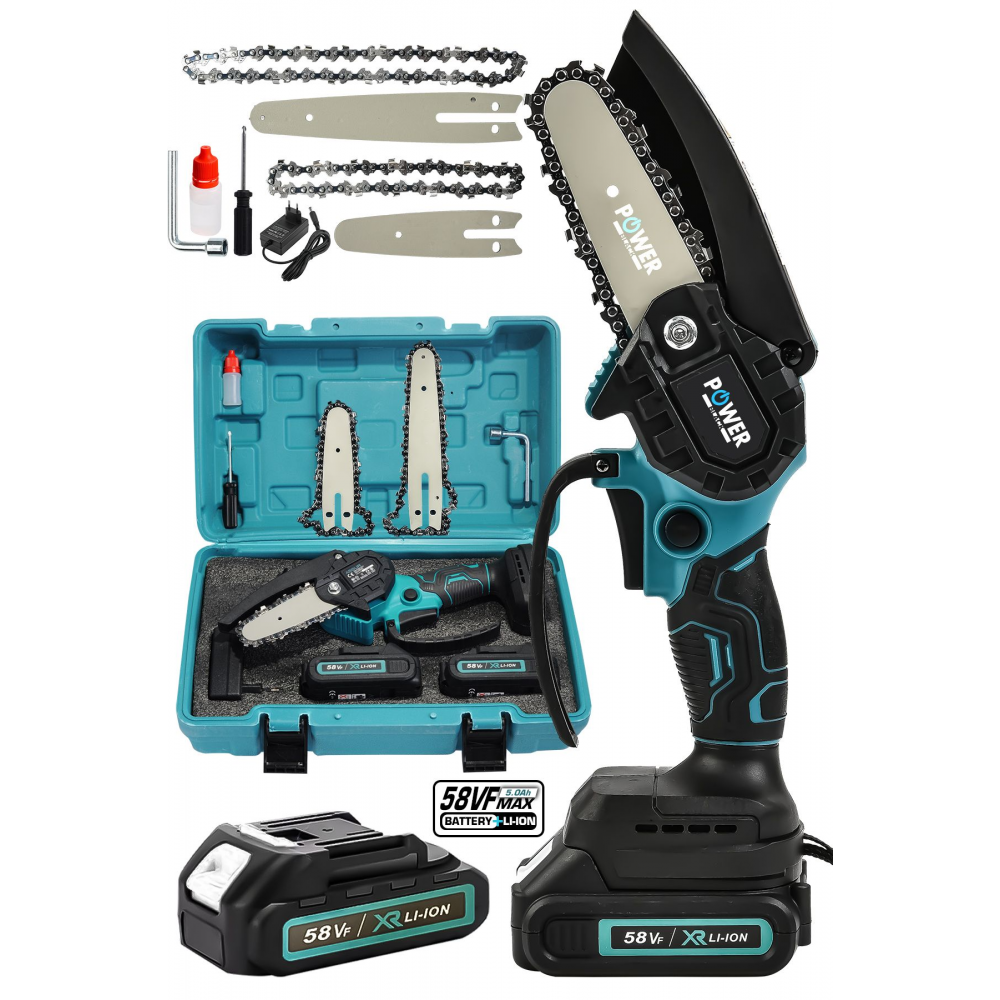 Extra Güçlü Çift Bataryalı 58vf Şarjlı Ağaç Odun Dal Budama Testeresi Sarı