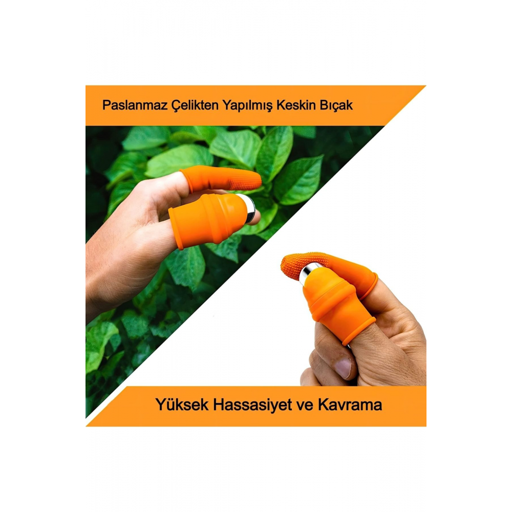 Silikon Parmak Soyacak Koruyucu Meyve Sebze Toplama Aracı Bahçe Kesme Bıçak Eldiven Hasat Yardımcı