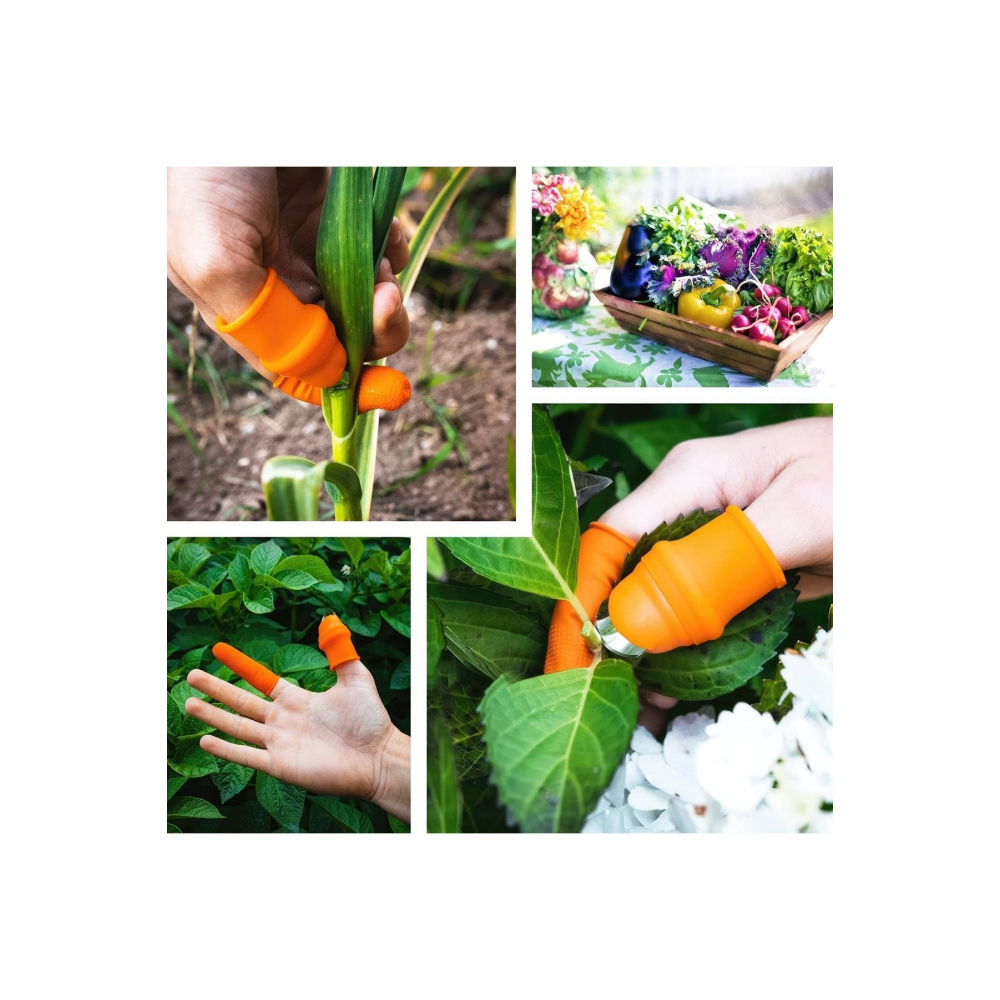 Silikon Parmak Soyacak Koruyucu Meyve Sebze Toplama Aracı Bahçe Kesme Bıçak Eldiven Hasat Yardımcı