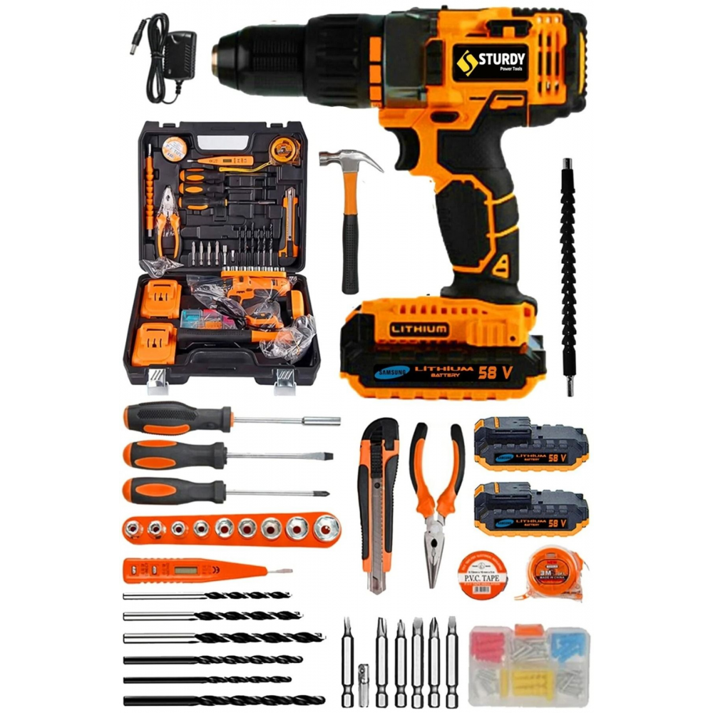 Technology 88 V 10 Ah Darbeli Lion Çift Akülü Metal Şanzıman Turbo Şarjlı Matkap 99 Pcs Set
