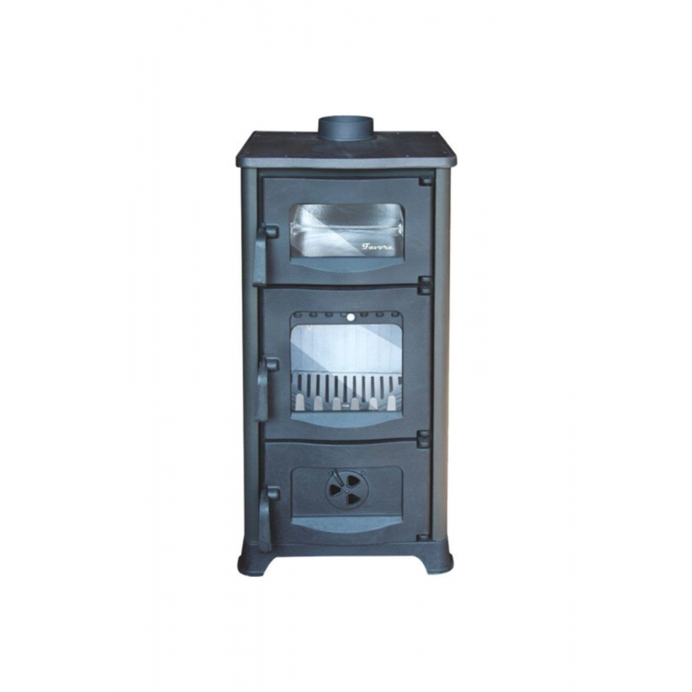 Şömine Geniş Fırınlı Demir Döküm Tuğlalı Kuzine Soba Odun Kömür Sobası Evinizi Süsler Siyah