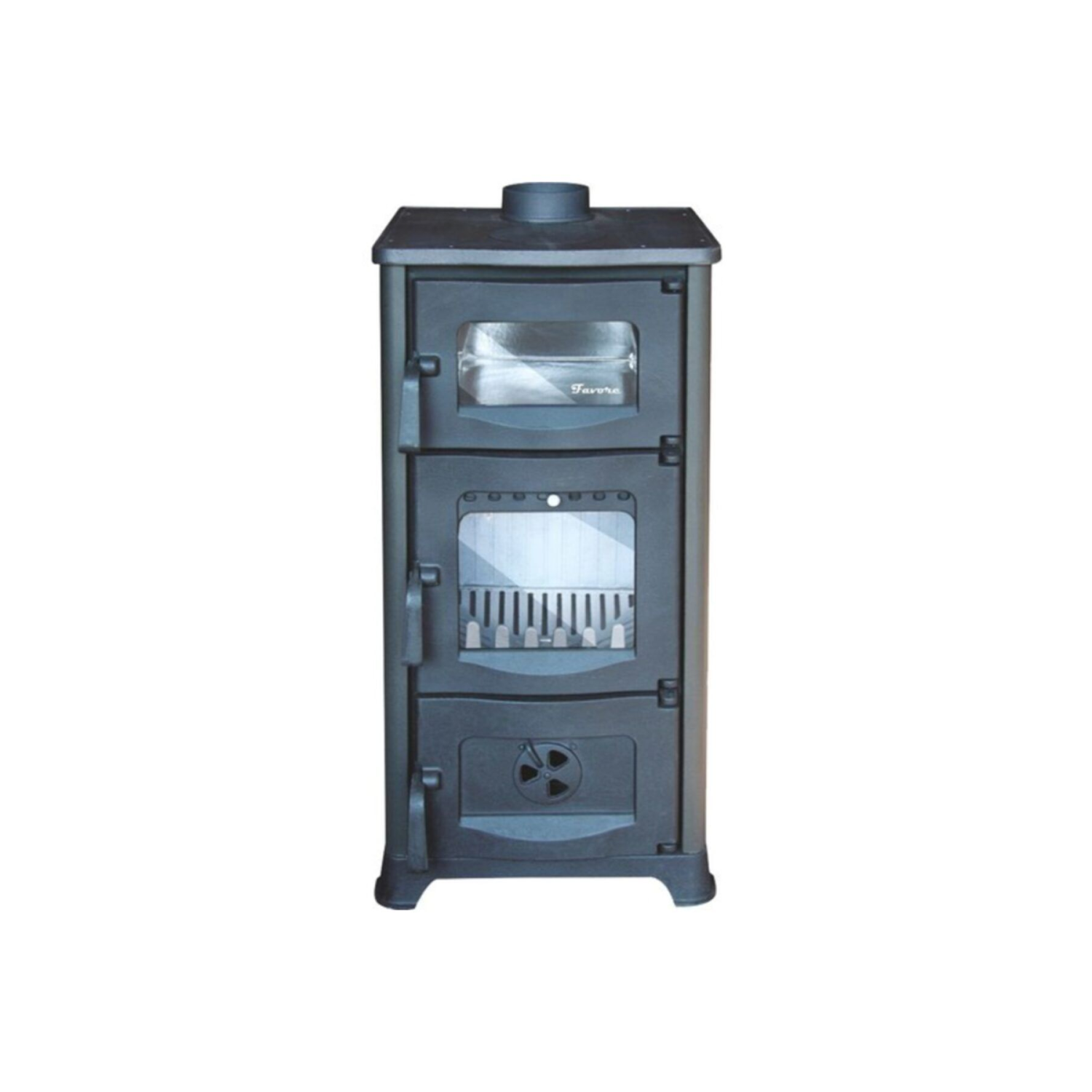 Şömine Geniş Fırınlı Demir Döküm Tuğlalı Kuzine Soba Odun Kömür Sobası Evinizi Süsler Siyah