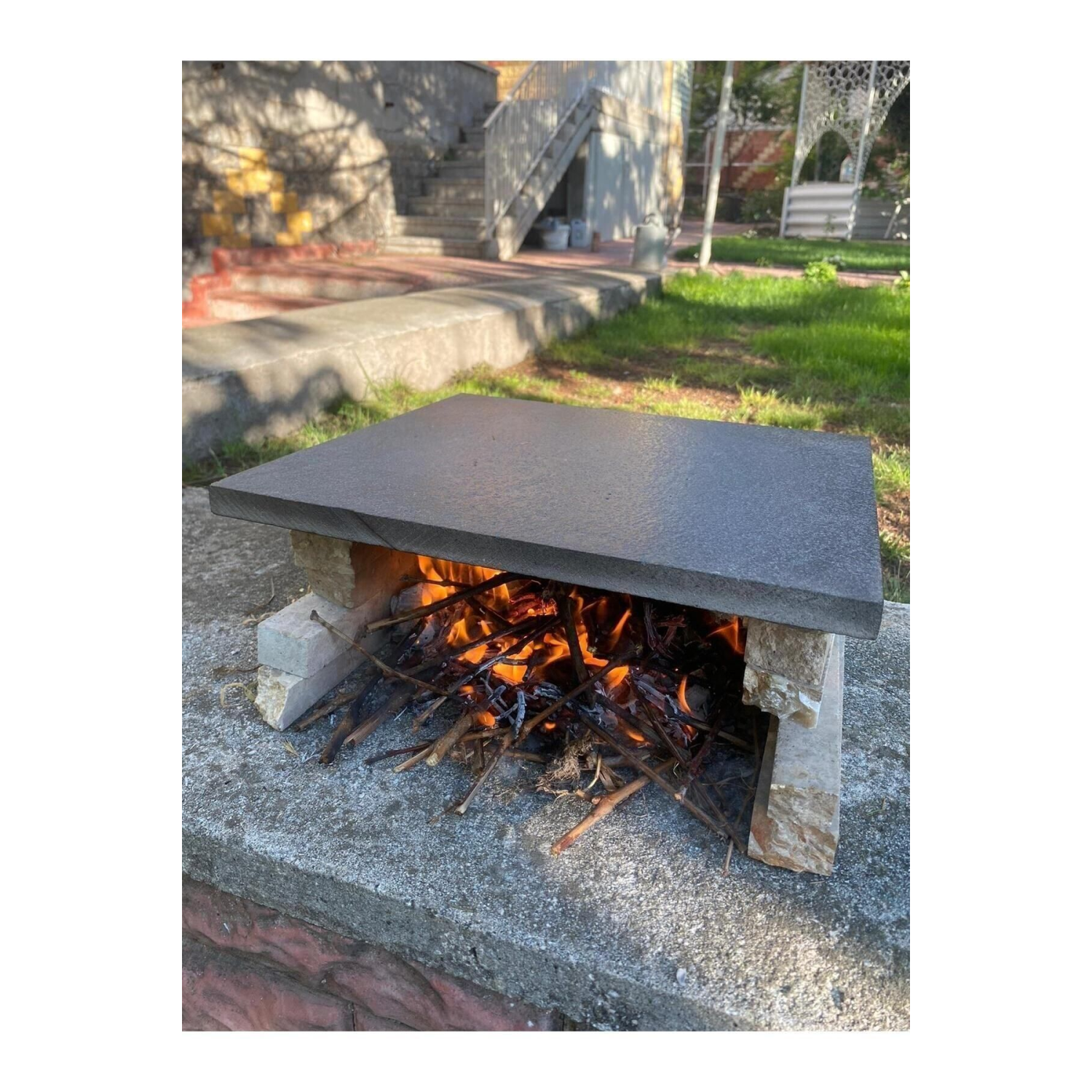 Mangal Taşı 30x40cm - Doğal Bazalt Taşı Mangal, Barbekü, Pişirme