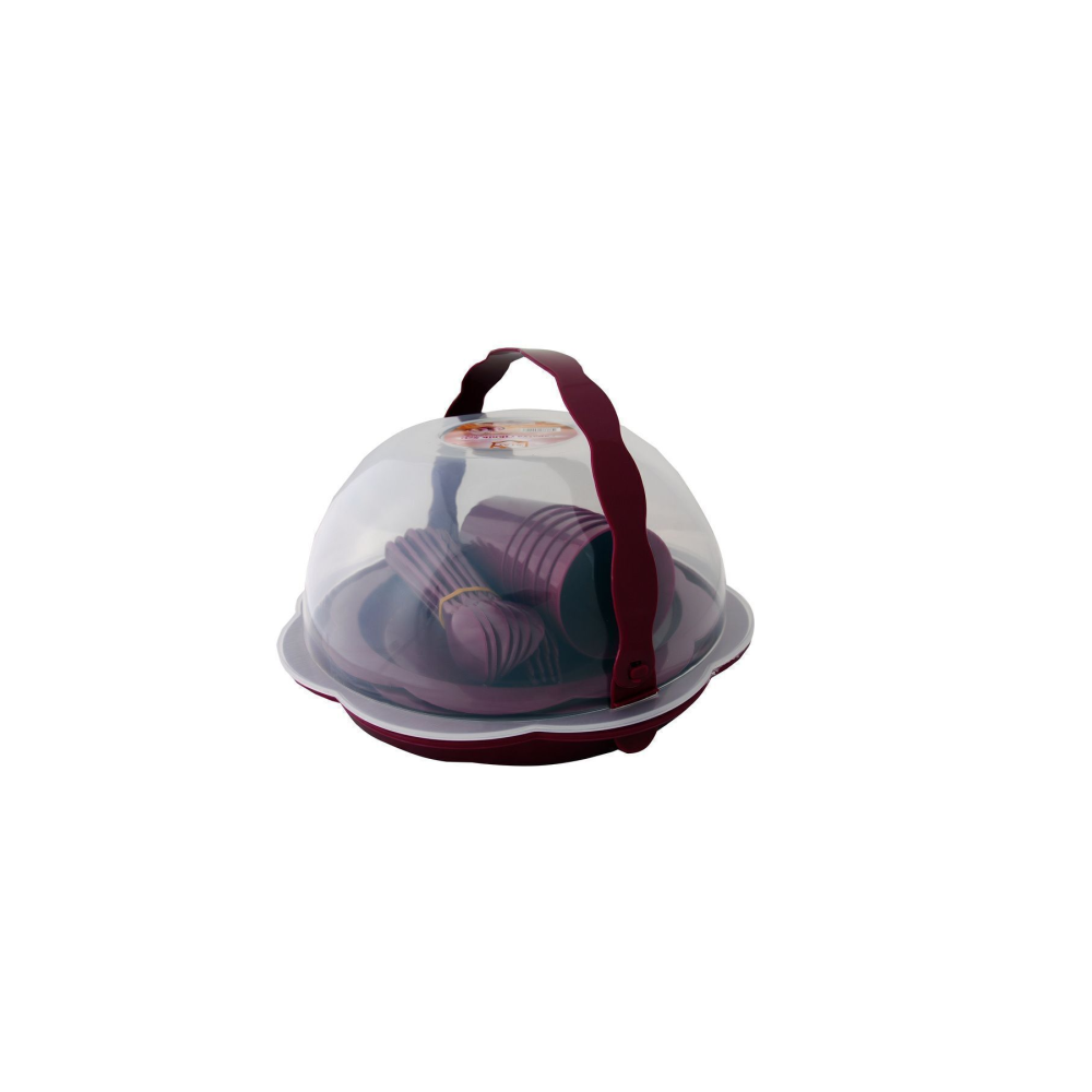 Papatya Piknik Seti Mor 32 Parça Kamp Seti Pasta Seti