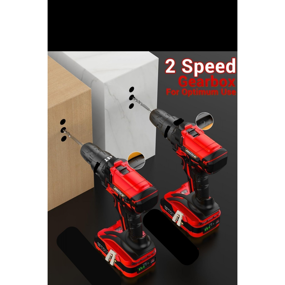 Alman Hard-x 256 Vf 20ah Çelik Şanzuman Bakır Sargılı 2 Akülü Vidalama Matkap Şarjlı Matkap