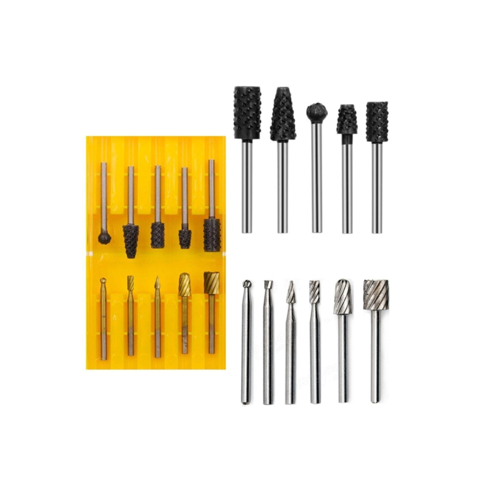 Mini Gravür Makinası Için Ahşap Oyma Törpüleme Delme Eğe Freze Uç Seti Kalıpçı 11 Parça Kalıpçı