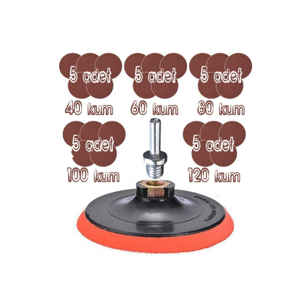 27 Parça Cırt Zımpara Seti Matkap Adaptörü 125 Mm Avuç Içi Spiral Taşlama