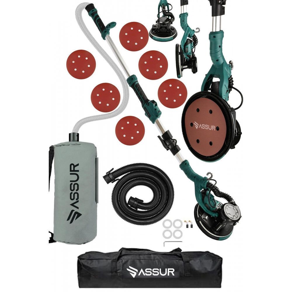 360'Ledli 850W Pro Alçıpan Duvar Zımpara Makinası Toz Emmeli Mavi