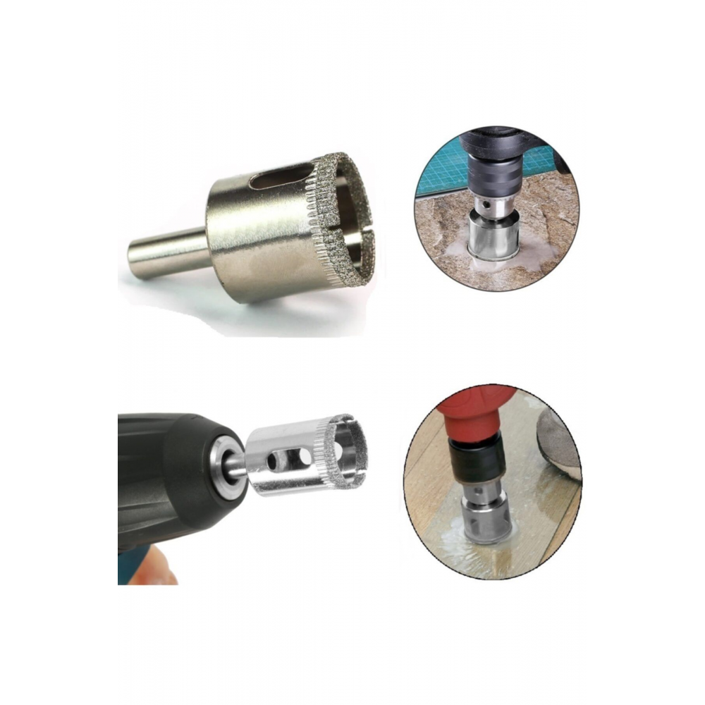 30mm Mermer Granit Fayans Cam Yuvarlak Delme Panç Elmas Uç Yuvarlak Açma Matkap Için Karot Ucu