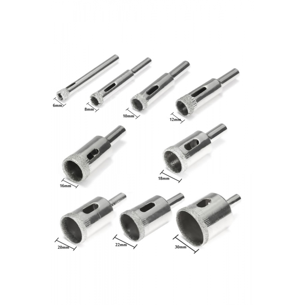 Cam Fayans Mermer Granit seramik porselen Yuvarlak Delik delme panç Seti Elmas Uç 6-30mm 9 parça