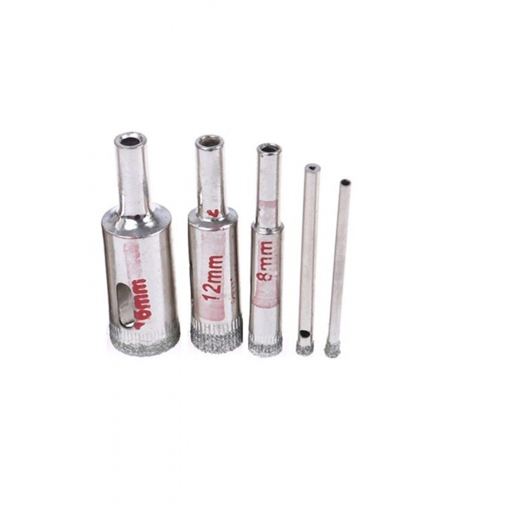 Cam Fayans Mermer Granit Seramik Porselen Yuvarlak Delik Panç Delme Seti Elmas Uç 5-6-8-10-12mm 5li