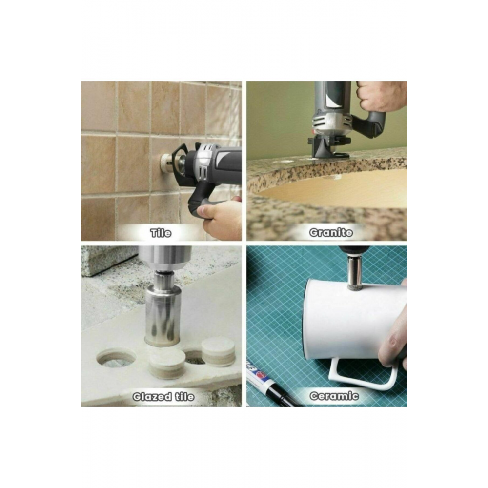 Cam Fayans Mermer Granit Seramik Porselen Yuvarlak Delik Panç Delme Seti Elmas Uç 5-6-8-10-12mm 5li