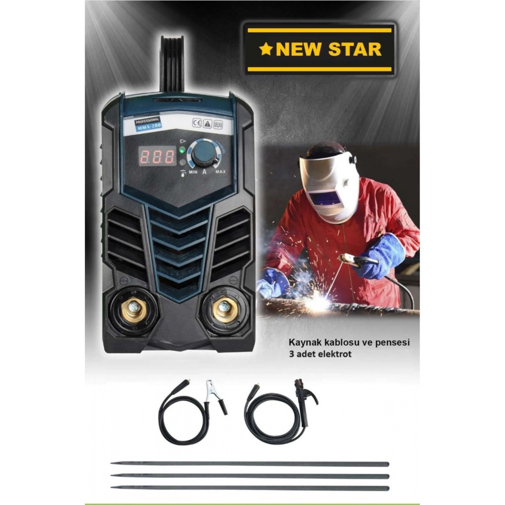 Inventör Dijital Göstergeli Kaynak Makinası 200i Amper 2,5 3 Çubugu Sorunsuz Eritir
