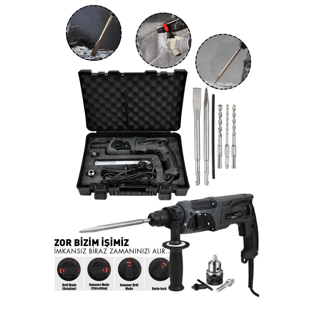 Extra Güçlü Pro Kırıcı Delici Darbeli Hilti Matkap 850 W Siyah