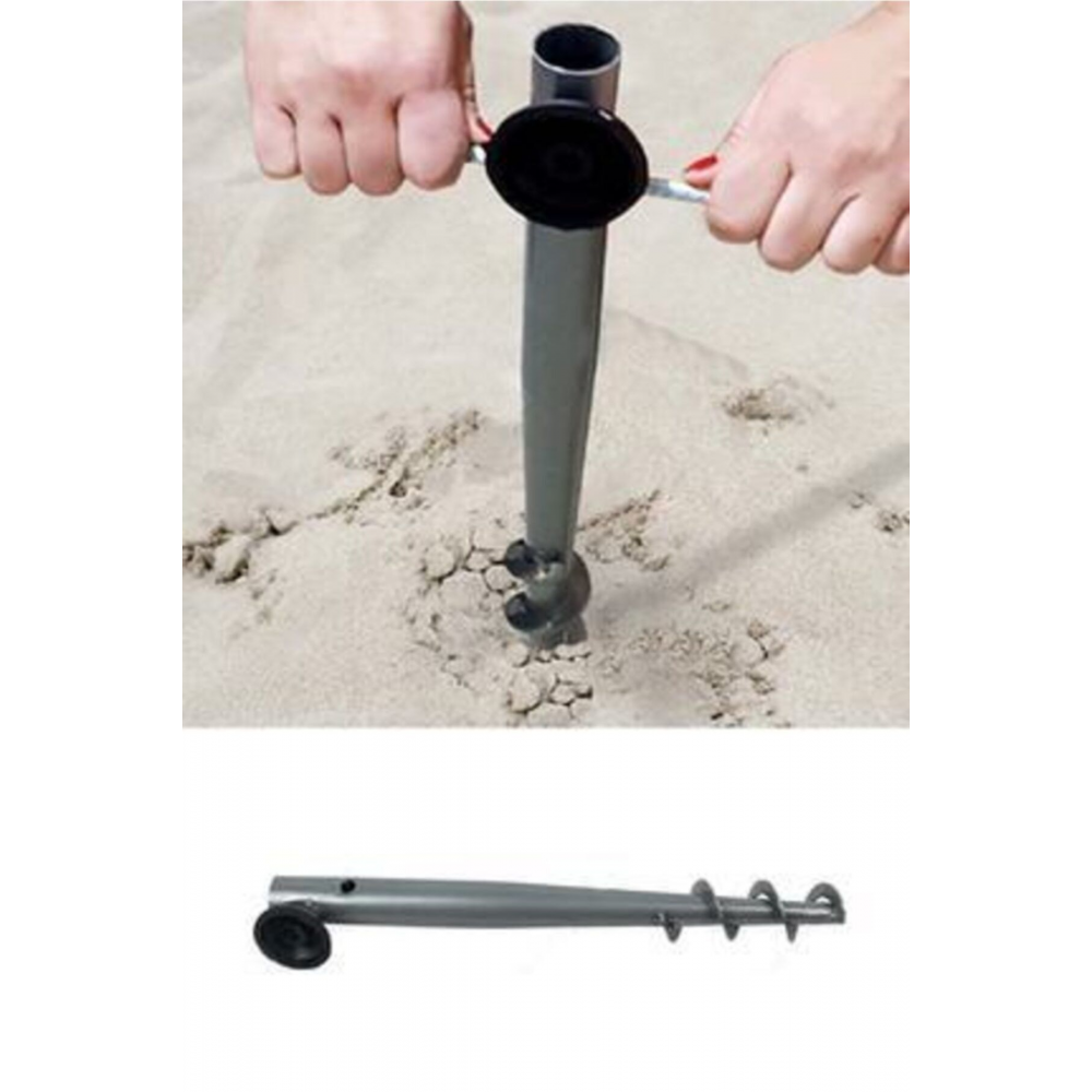 Metal Sıkma Aparatlı Plaj Şemsiye Bahçe Plaj Demir Kazığı