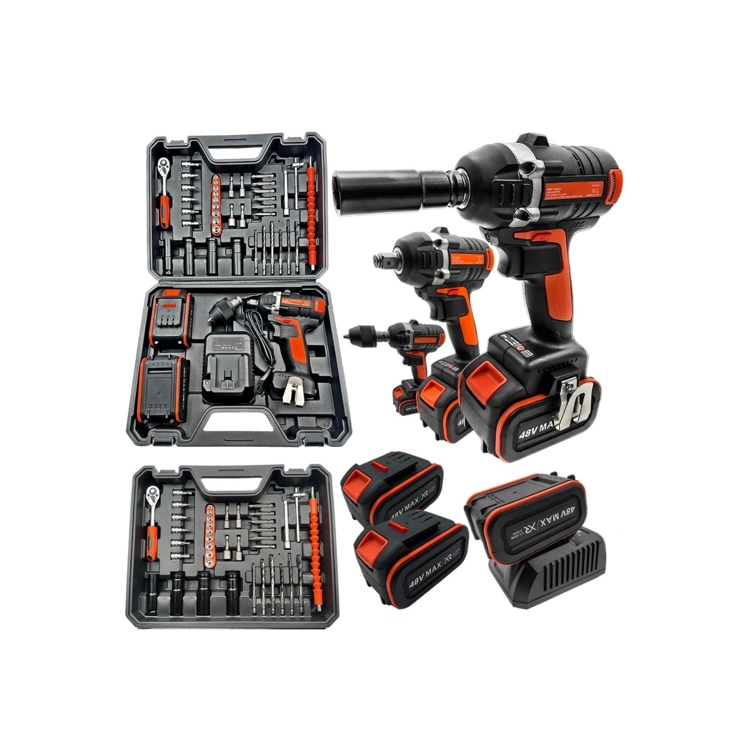 Darbeli Kömürsüz Motor Çift Akülü Şarjlı Somun Bijon Sıkma Sökme Makinası Matkap Uçlu...