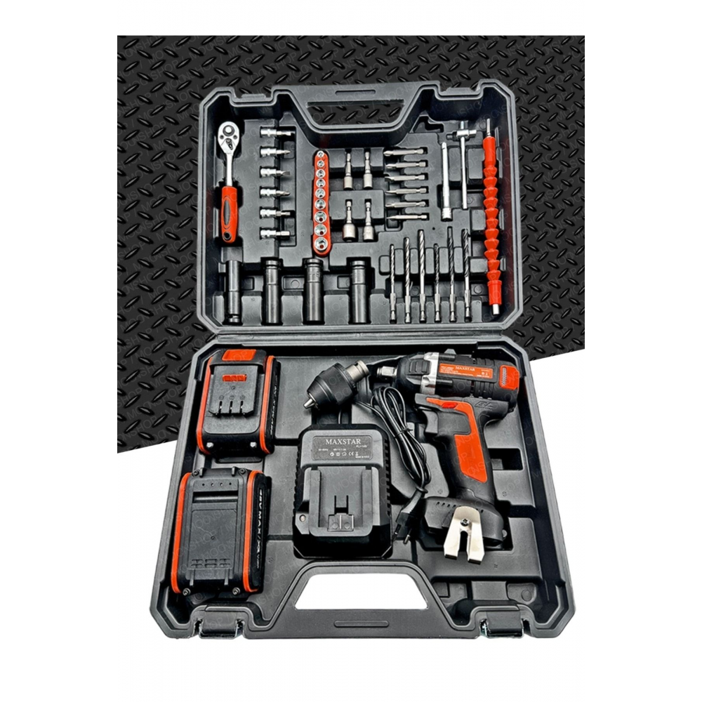 Darbeli Kömürsüz Motor Çift Akülü Şarjlı Somun Bijon Sıkma Sökme Makinası Matkap Uçlu...