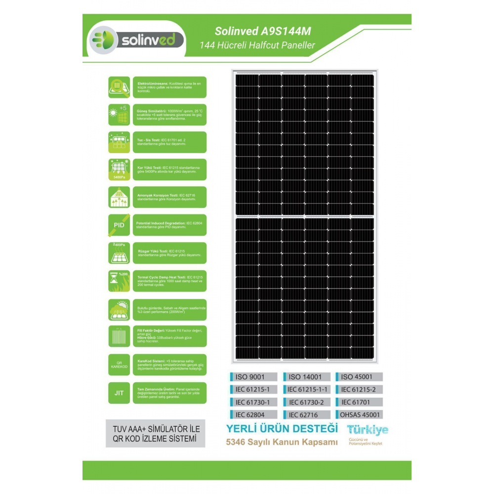 450w Halfcut Mono Kristal Güneş Paneli