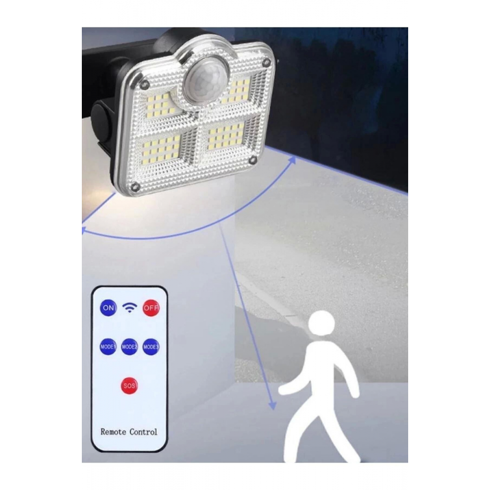 Güneş Panelli Kumandalı Solar 3 Modlu Güneş Enerjili Bahçe Karavan Aydınlatma Sokak Lambası