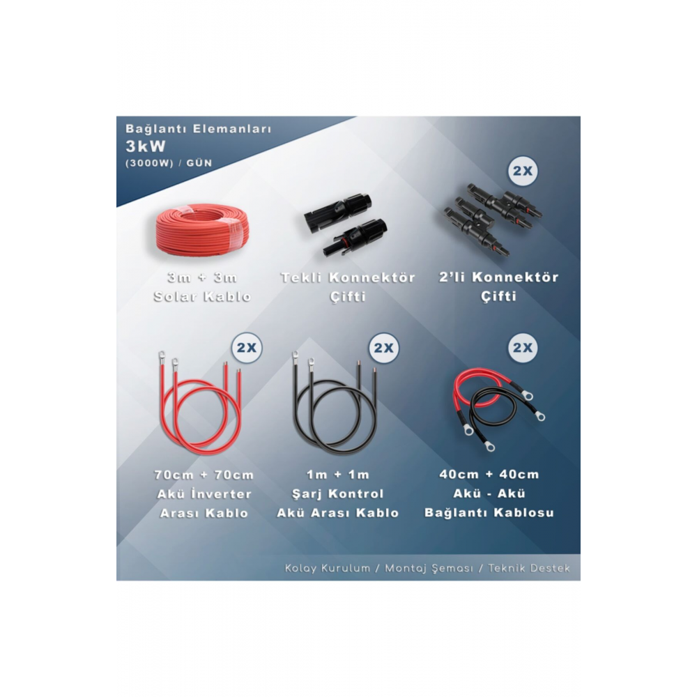 3 Kw Solar Paket Sistem (3000W/GÜN)