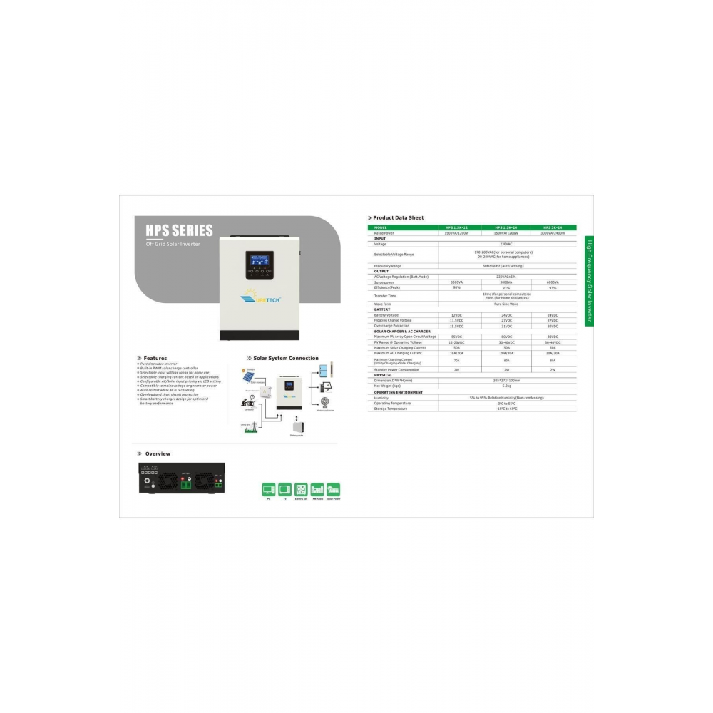 3kva 3000va 2400watt Tam Sinüs Akıllı Inverter 24v-220v Invertör Yenilenmiş Tasarım