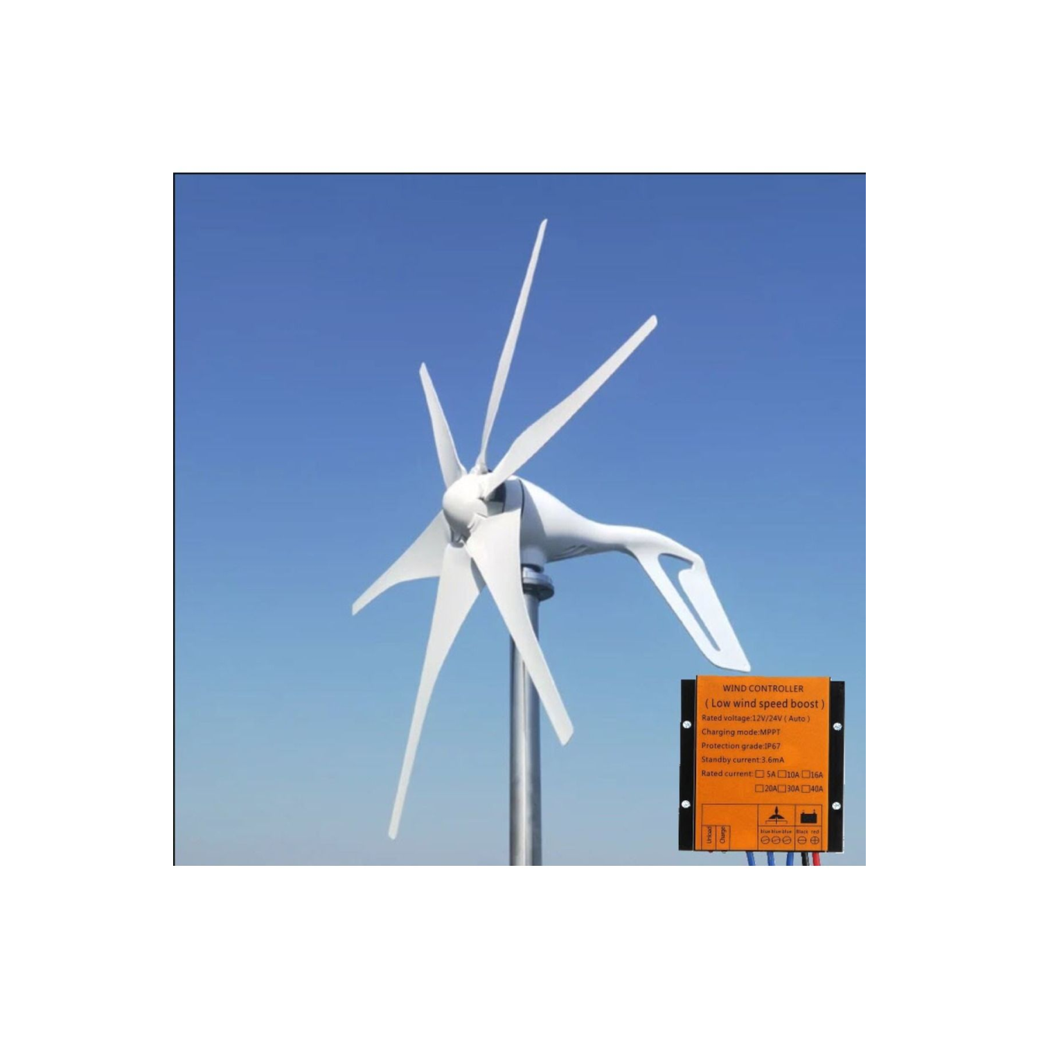 200W Rüzgar Türbini 24V + Şarz Kontrol Cihazı