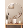 Beyaz Dekoratif Yuvarlak Antre Hol Koridor Duvar Aynası 60 cm