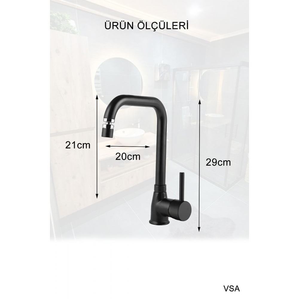 Siyah Robot Siyah Tepe Yağmurlama Duş Seti Mutfak Banyo Lavabo Bataryası Set