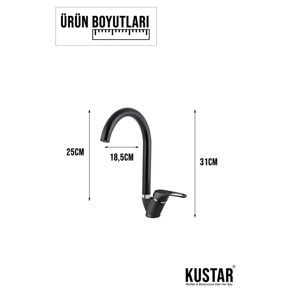 Cambridge Mat Siyah Mutfak Evye Bataryası