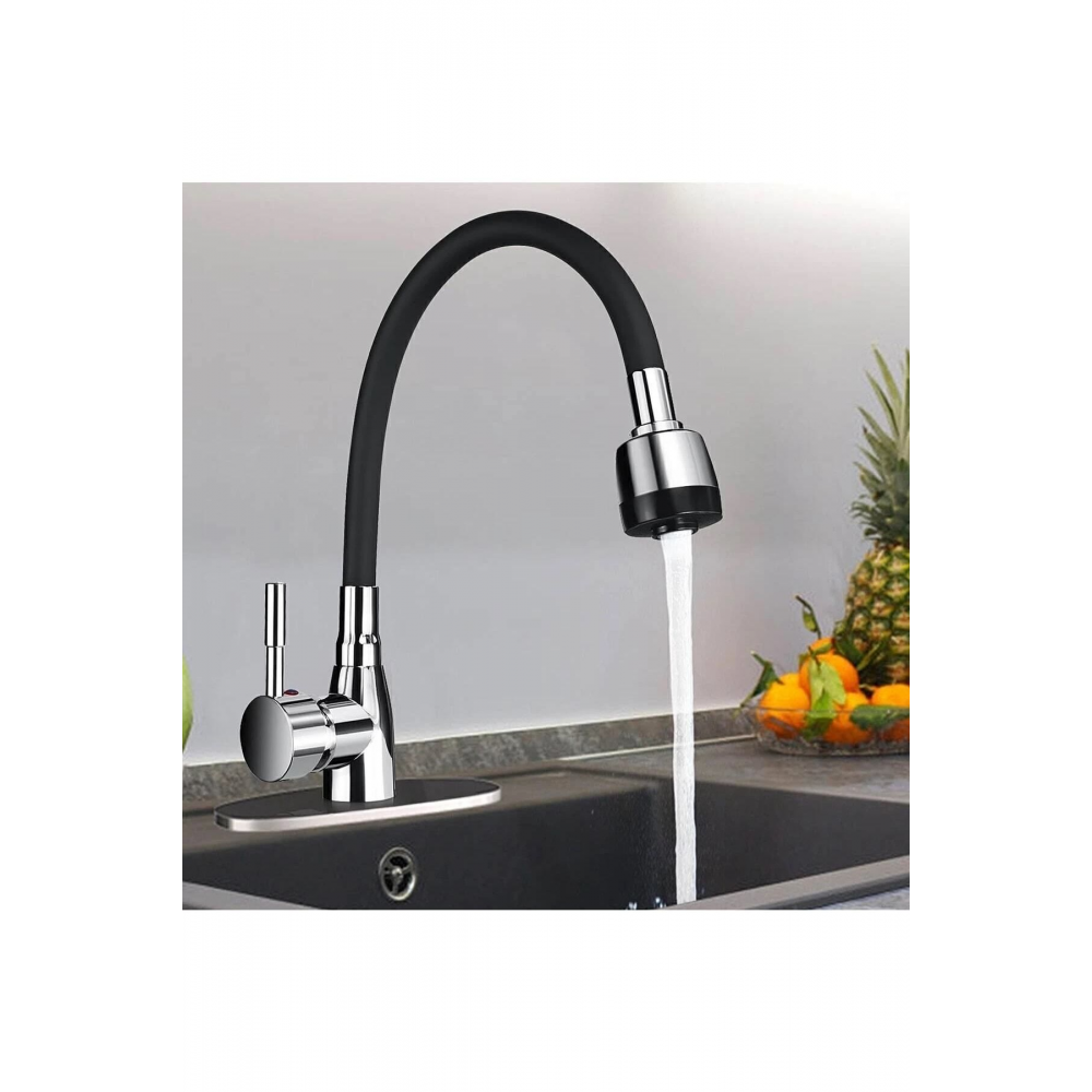 Mix Kuğu Mutfak Evye Bataryası Sipiral Hortumlu 2 Fonksiyonlu Musluk Sıcak Soğuk Girişli
