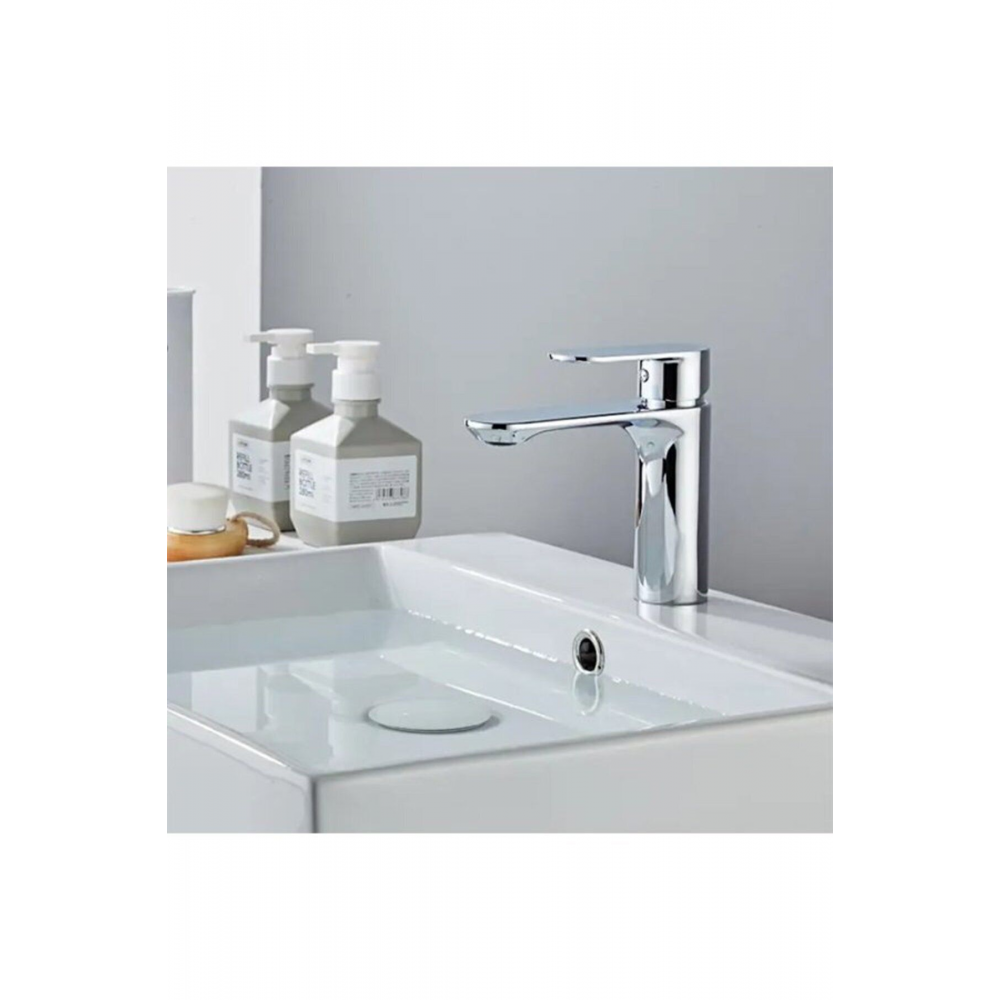 Krom Lavabo Bataryası Paslanmaz Çelik Şık Tasarım Lavabo Musluğu