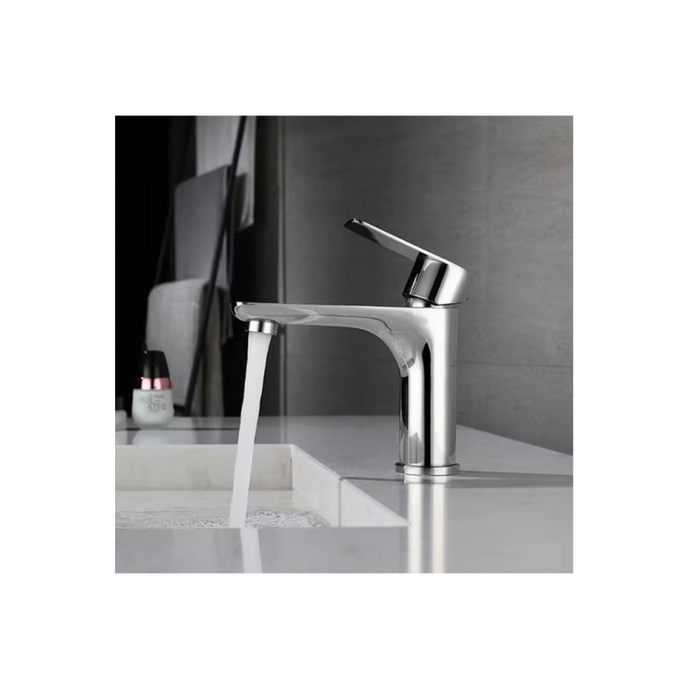 Krom Lavabo Bataryası Paslanmaz Çelik Şık Tasarım Lavabo Musluğu