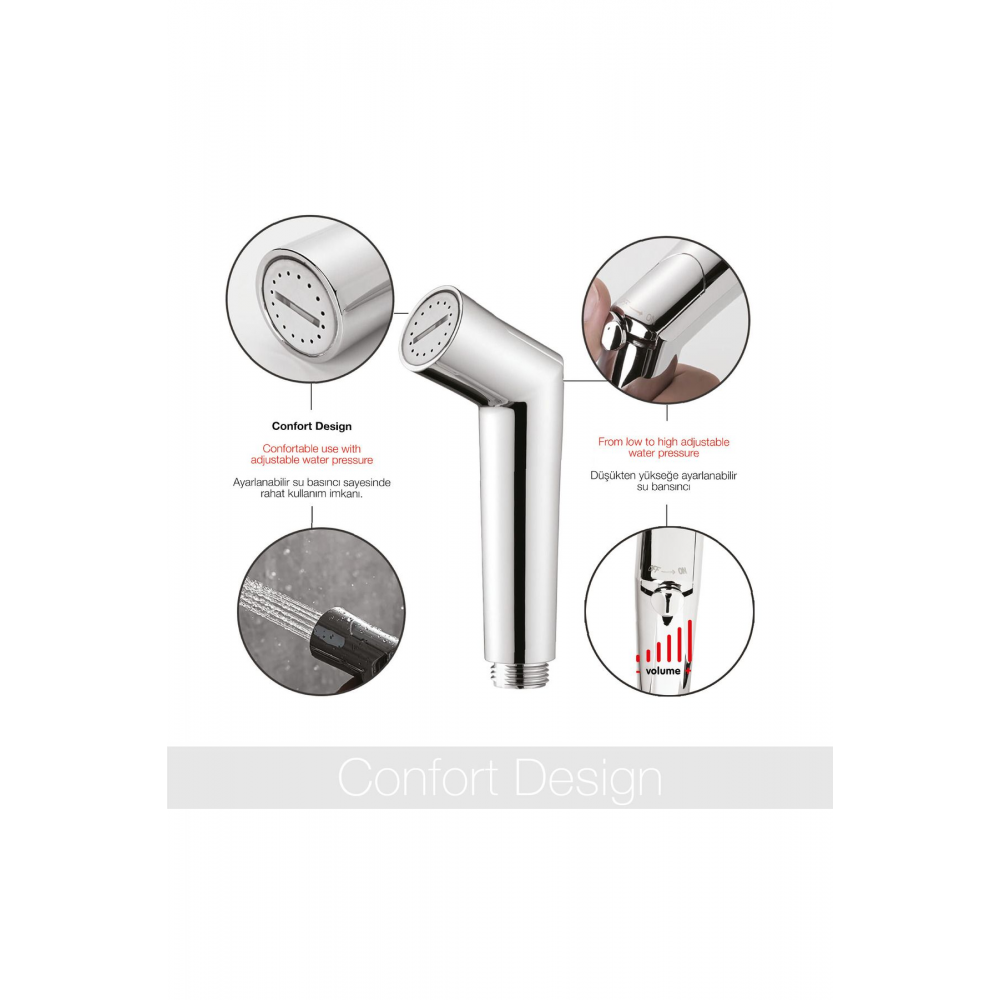 MSF101 Taharetmatik Sprey Taharet Aslıkı Krom Musluk