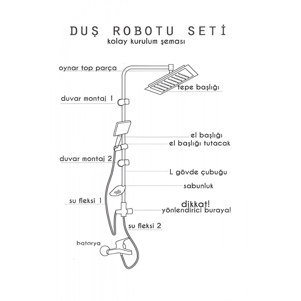 Vival Local Yeni Nesil Robot Yağmurlama Tepe Duş Başlığı Seti