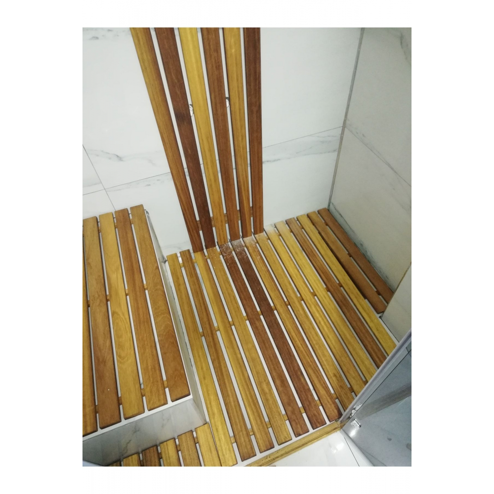 Iroko Duş Izgarası 50x50cm Ağaç Izgara Ağaç Duş Teknesi Deck Izgara Tik Izgara