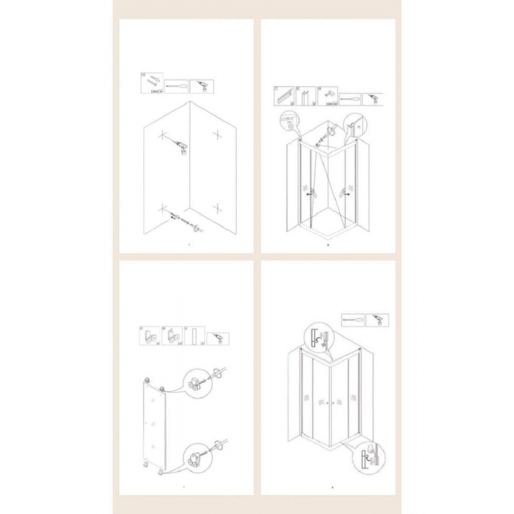 Duşakabin Kare Buzlu Cam