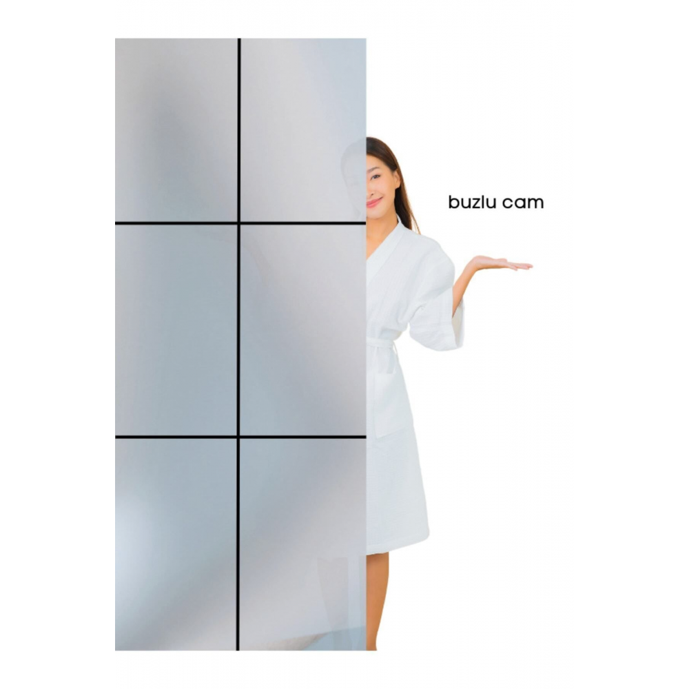 Duşakabin Kare Komple Buzlu Siyah Çizgi