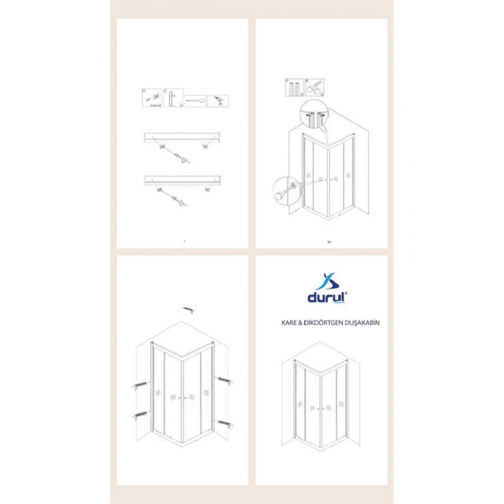 Duşakabin Kare Siyah Kumlama Box Desen Cam