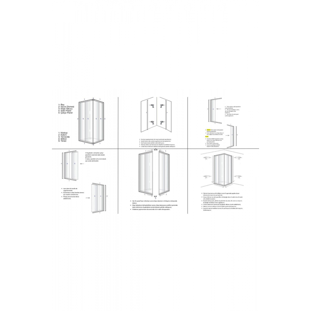 Parlak Paslanmaz Profil Damla Mika Duşakabin