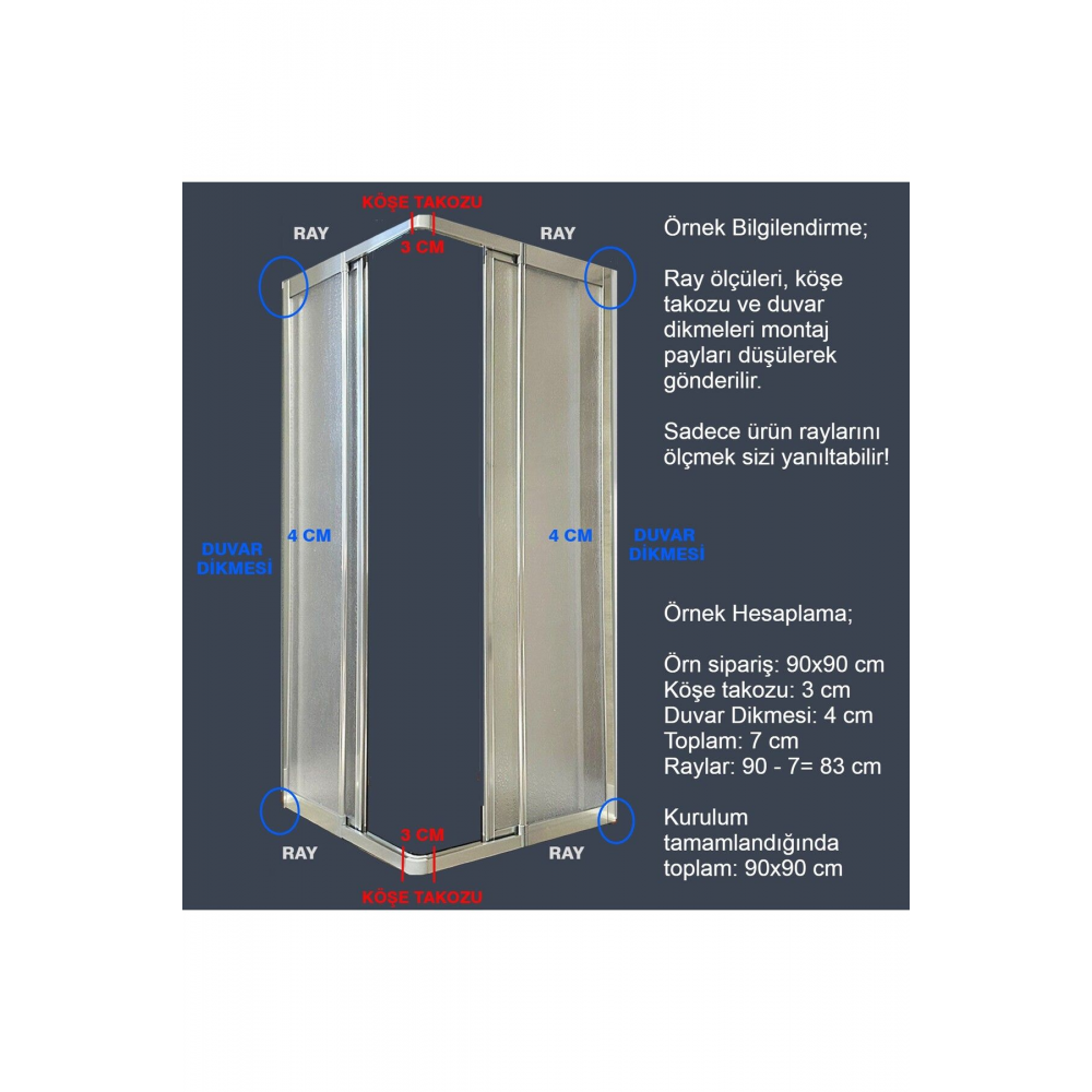 Parlak Paslanmaz Profil Damla Mika Duşakabin